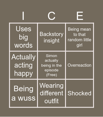 Simon bingo (Adventure Time) Bingo Card