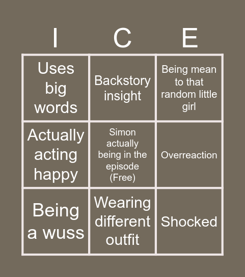 Simon bingo (Adventure Time) Bingo Card