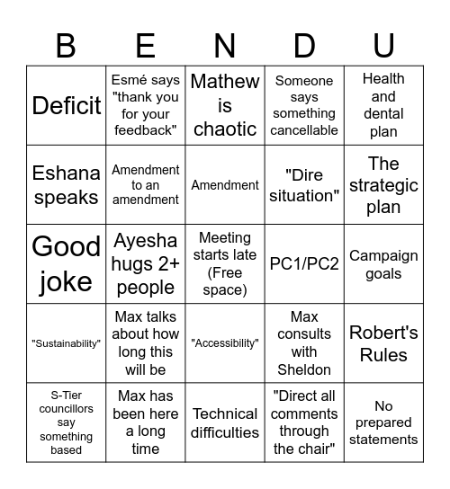 AMS Bingo Card