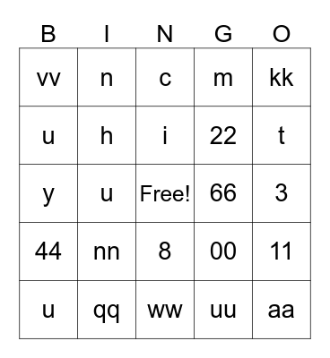 English Camp Bingo Card