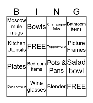 Brittany's Bridal Shower Bingo Card