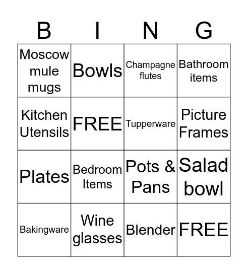Brittany's Bridal Shower Bingo Card