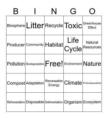 Green Center Bingo Card