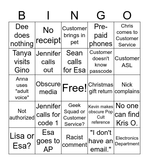 Best Buy Bingo Card