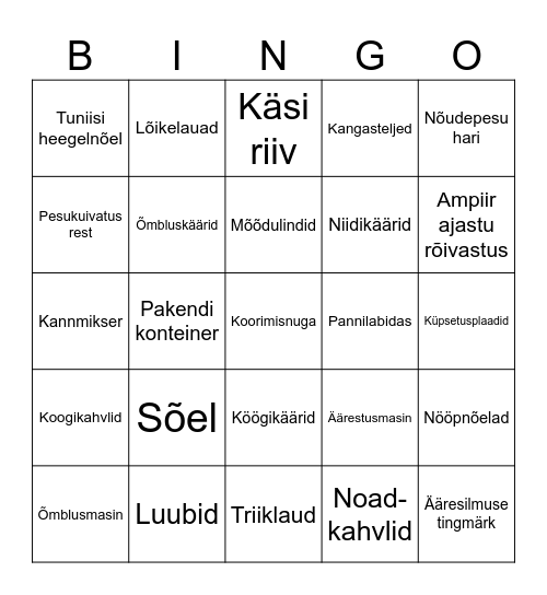 Tutvume Käsitöö- ja kodunduse klassi ruumidega Bingo Card