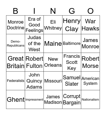 Madison- JQA Bingo Card