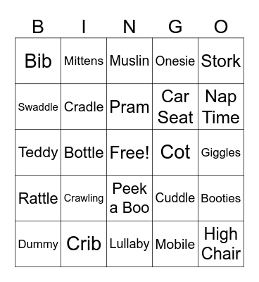 Baby Shower Bingo! Bingo Card