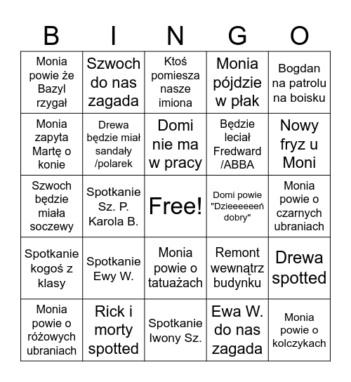 POWRUT DO ÓSEMKI Bingo Card
