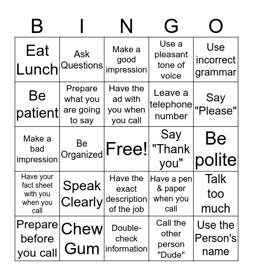 Chapter 5 review Bingo Card