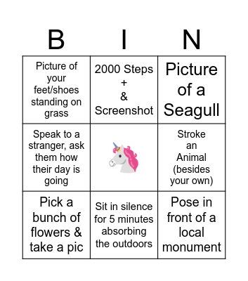 Walking Ops Bingo Card