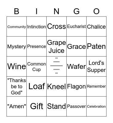 First Communion Bingo Card