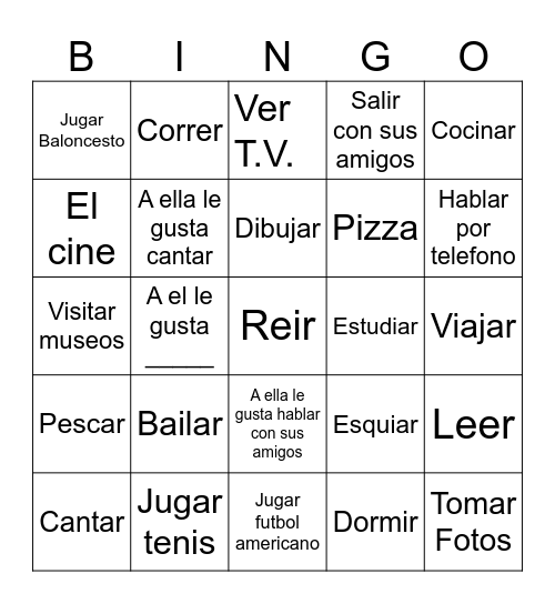 A quien le gusta...? Bingo Card