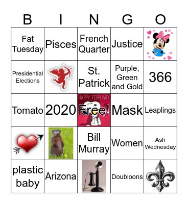 February Holidays Bingo Card