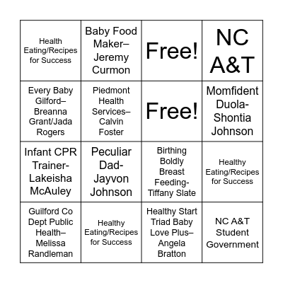 Baby Shower Bingo Card