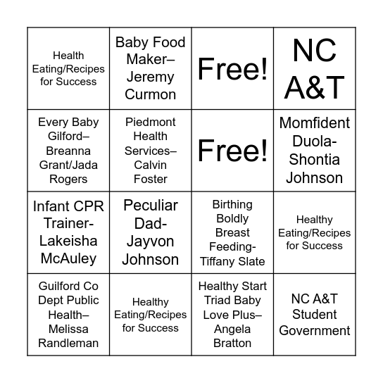 Baby Shower Bingo Card