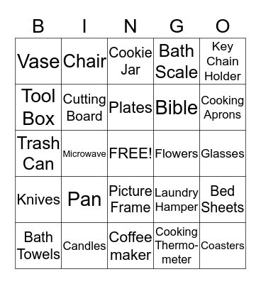 David, Keisha & Kids Housewarming  Bingo Card