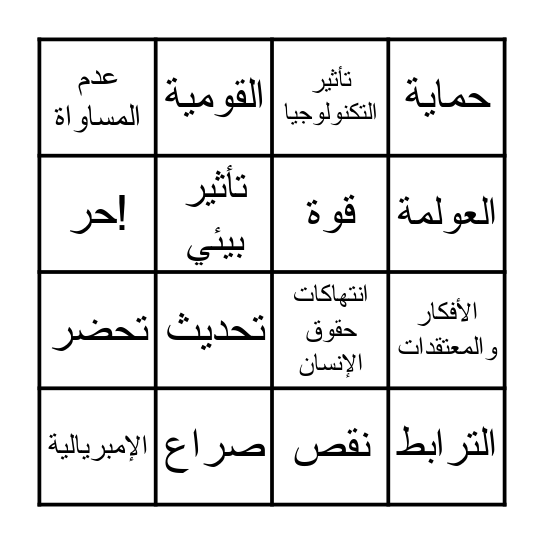 Enduring Issues BINGO Card