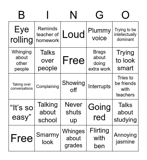 Pick me girl bingo Card