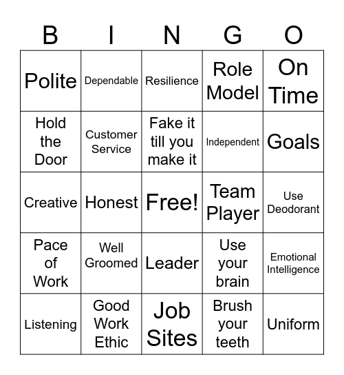 Job Coaching EGCSD Bingo Card