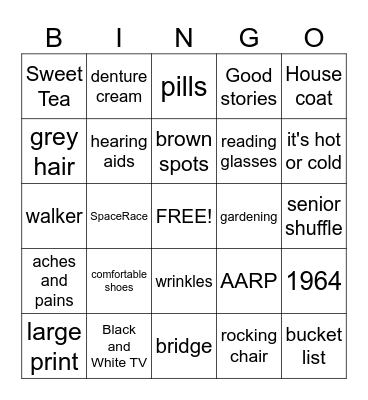 Old Age Bingo Card