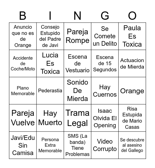 SMS Bingo Card