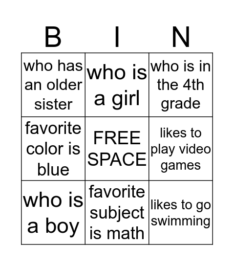 Find Someone Who..... Bingo Card