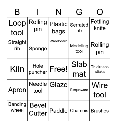 Pottery Bingo! Bingo Card