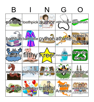 Voiceless /Th/ Bingo Card