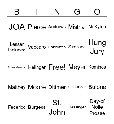 Trial Bingo Card