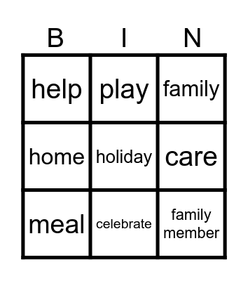 1st Grade: Unit 1: Part 1: Key Word Bingo Card