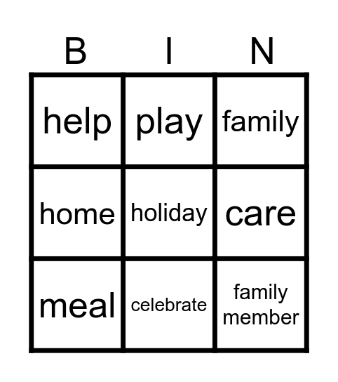 1st Grade: Unit 1: Part 1: Key Word Bingo Card