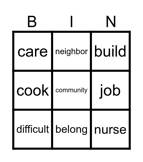 2nd Grade: Unit 1: Part 1: Key Word Bingo Card
