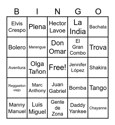 Bingo Musical! Bingo Card