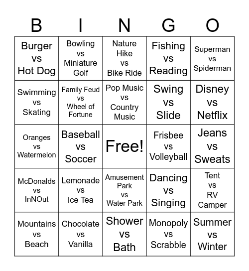 SUMMER  MIX  &  MINGLE Bingo Card