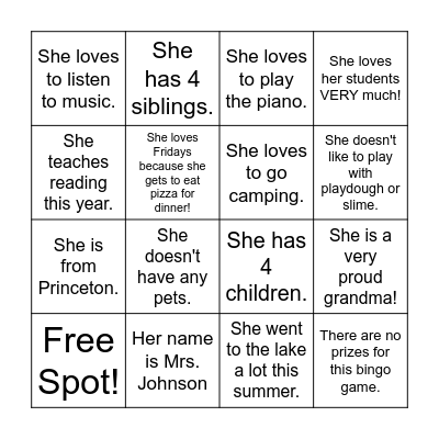 Who is your teacher? Bingo Card