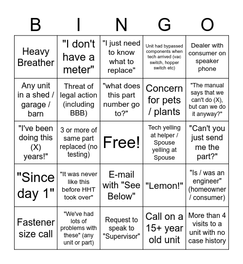 Burn Season Bingo Card