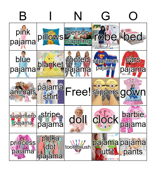 Pajama Bingo Card