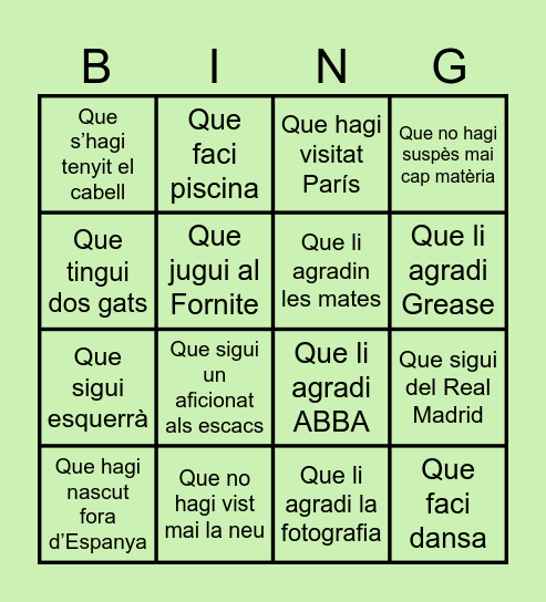 Troba algú... Bingo Card