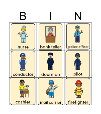 Community Helper Bingo Card