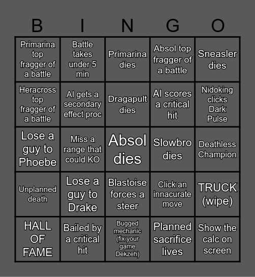 Dek E4 Bingo Card