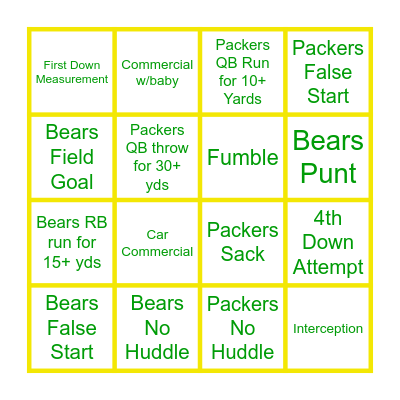 GO PACK GO! Bingo Card
