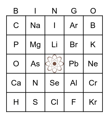 Periodic Table Bingo Card