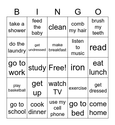 Activities for Every Day Bingo Card