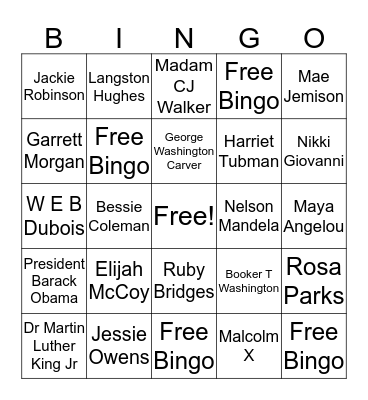 Afro-American Bingo Card