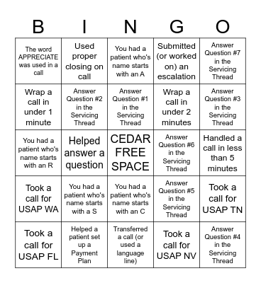 FUN FRIDAY Bingo Card