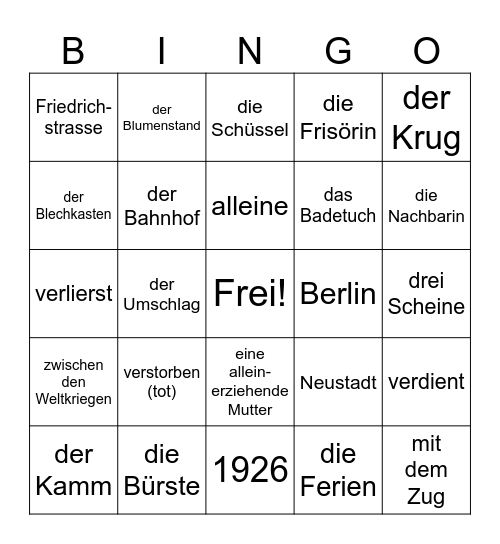 Emil und die Detektive Bingo Card