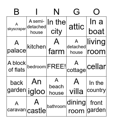 Houses Bingo Card