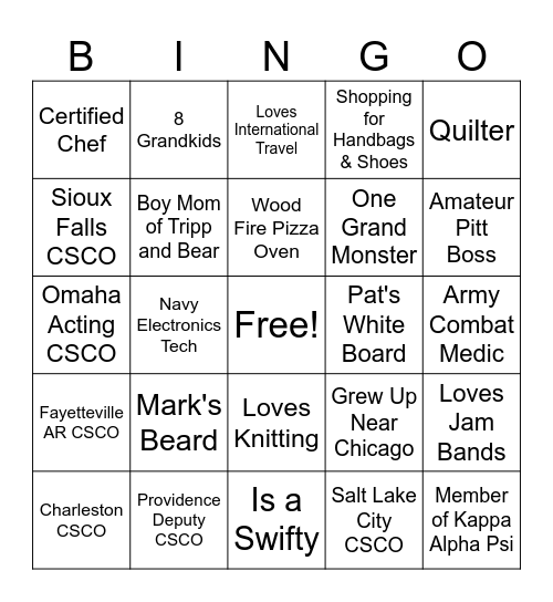 Team Building Bingo Card