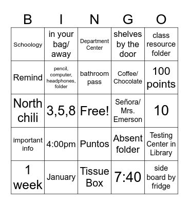 Untitled Bingo Card