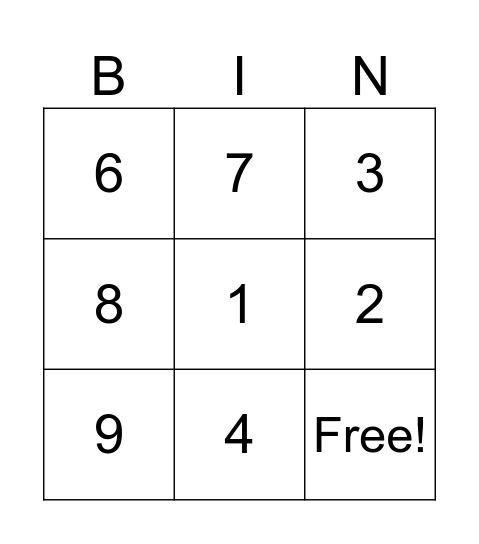 中文数字 Chinese Numbers Bingo Card